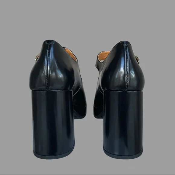 SEZANE Glossy Black Leather Monique High Babies T Strap Platform Mary Jane Heels - Picture 6 of 17